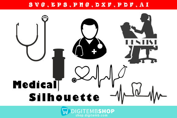 Medical Silhouette Art Design Graphics & Illustrations