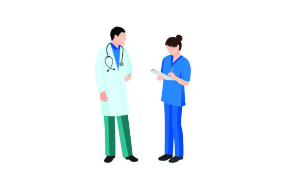 Nurse Alk with Doctor: Graphics & Illustrations