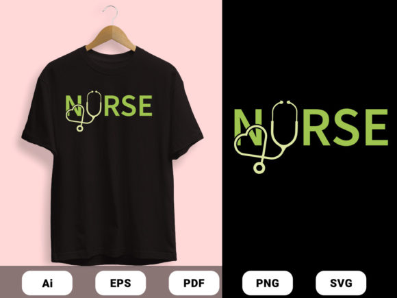 Nurse Typography Design: Graphics & Print Templates